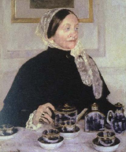 Mary Cassatt lady at the tea table Norge oil painting art